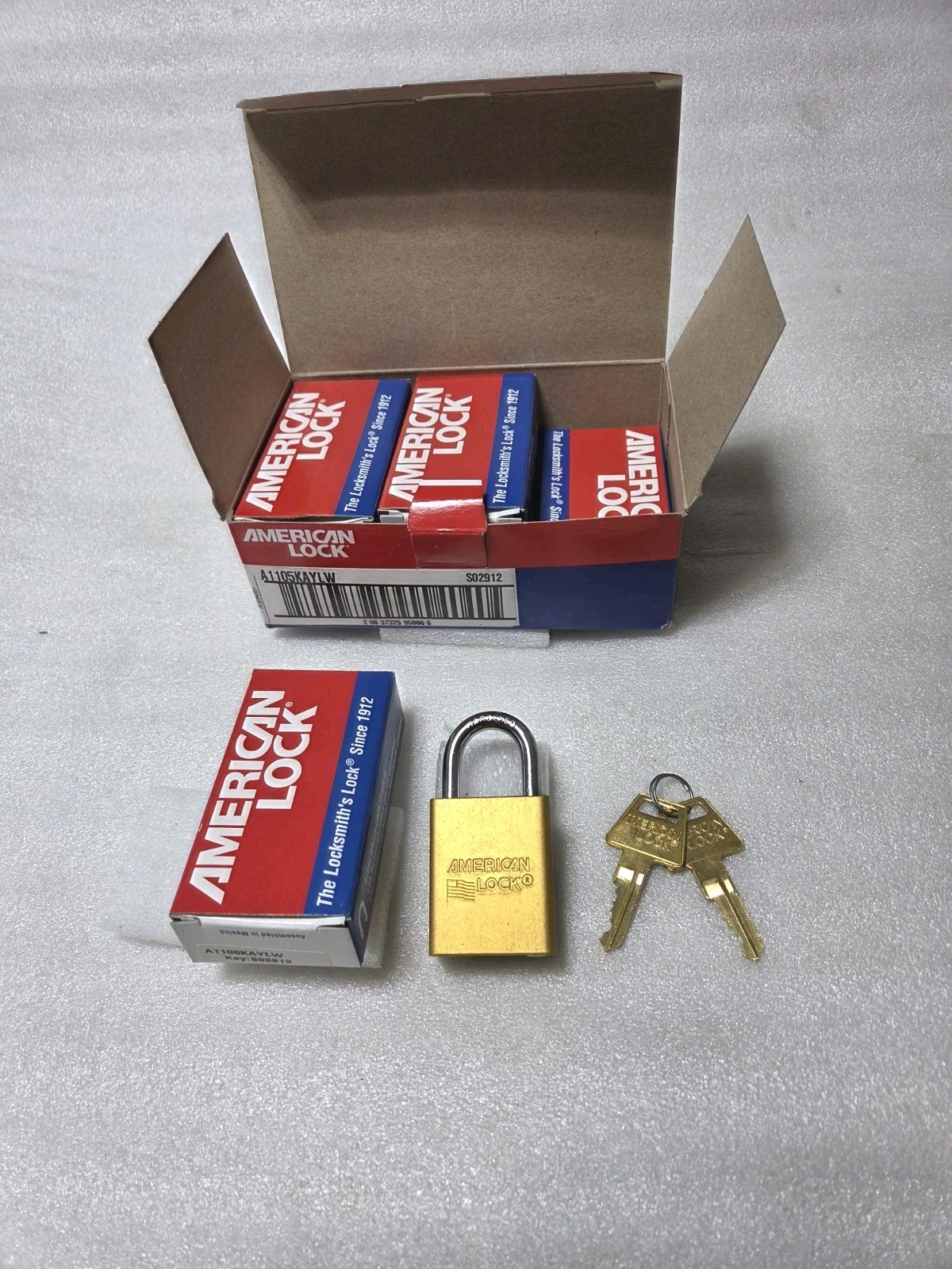 Box of 6 Pcs- American Lock A1105KAYLW Safety Keyed Lockout Padlock, Keyed Alike
