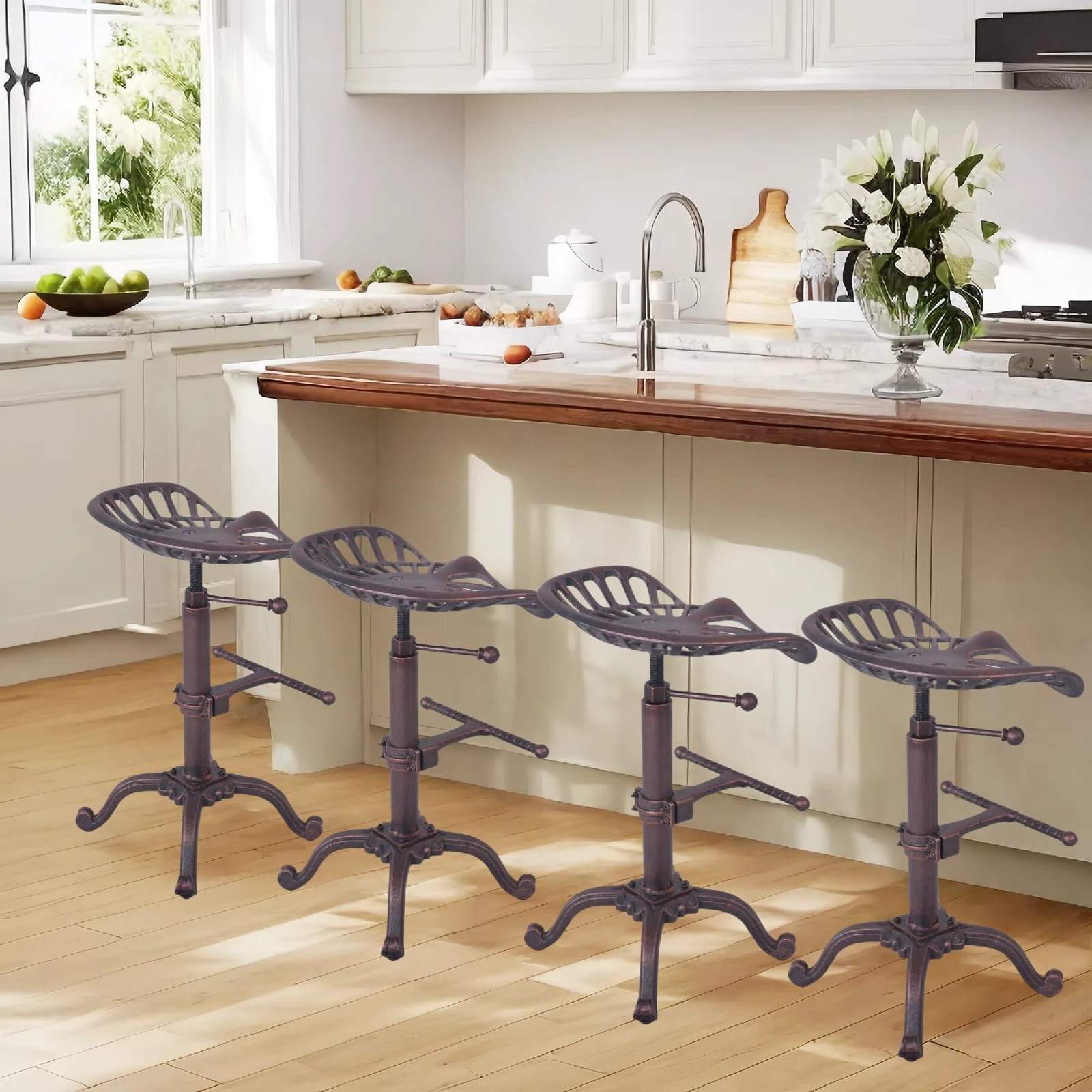 Rustic Industrial Farmhouse Tractor Seat Adjustable Bar Stool Industrial bar ...