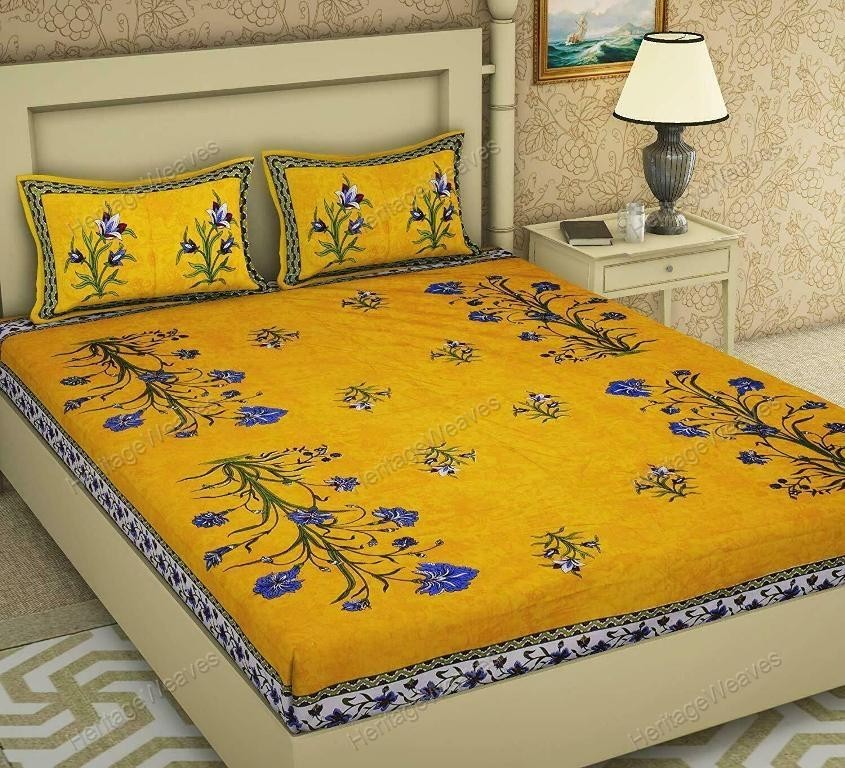 Traditional Jaipuri Print 1 Double Bed Sheet With 2 Pillowcase (100%