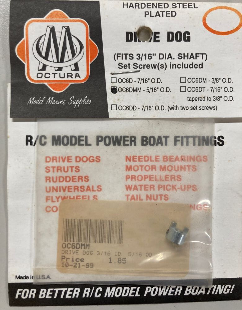 RC Boat Octura OC6DMM Drive Dog for 3/16" Shaft DUMAS Marine Specialties
