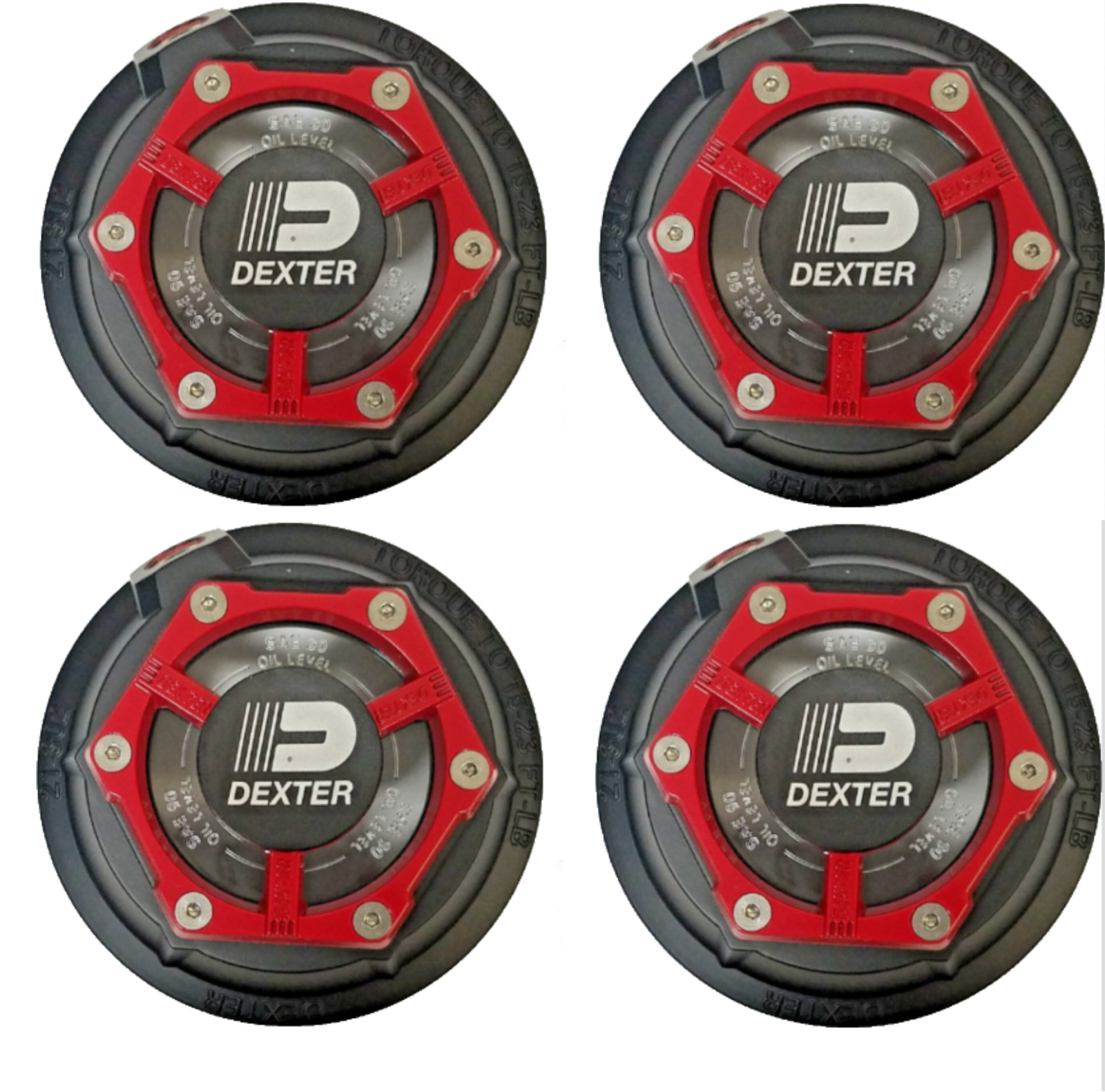 4 -Dexter FORTRESS 3.5" Diameter Aluminum Oil Cap 9-10,000lb Trailer axles 21-88