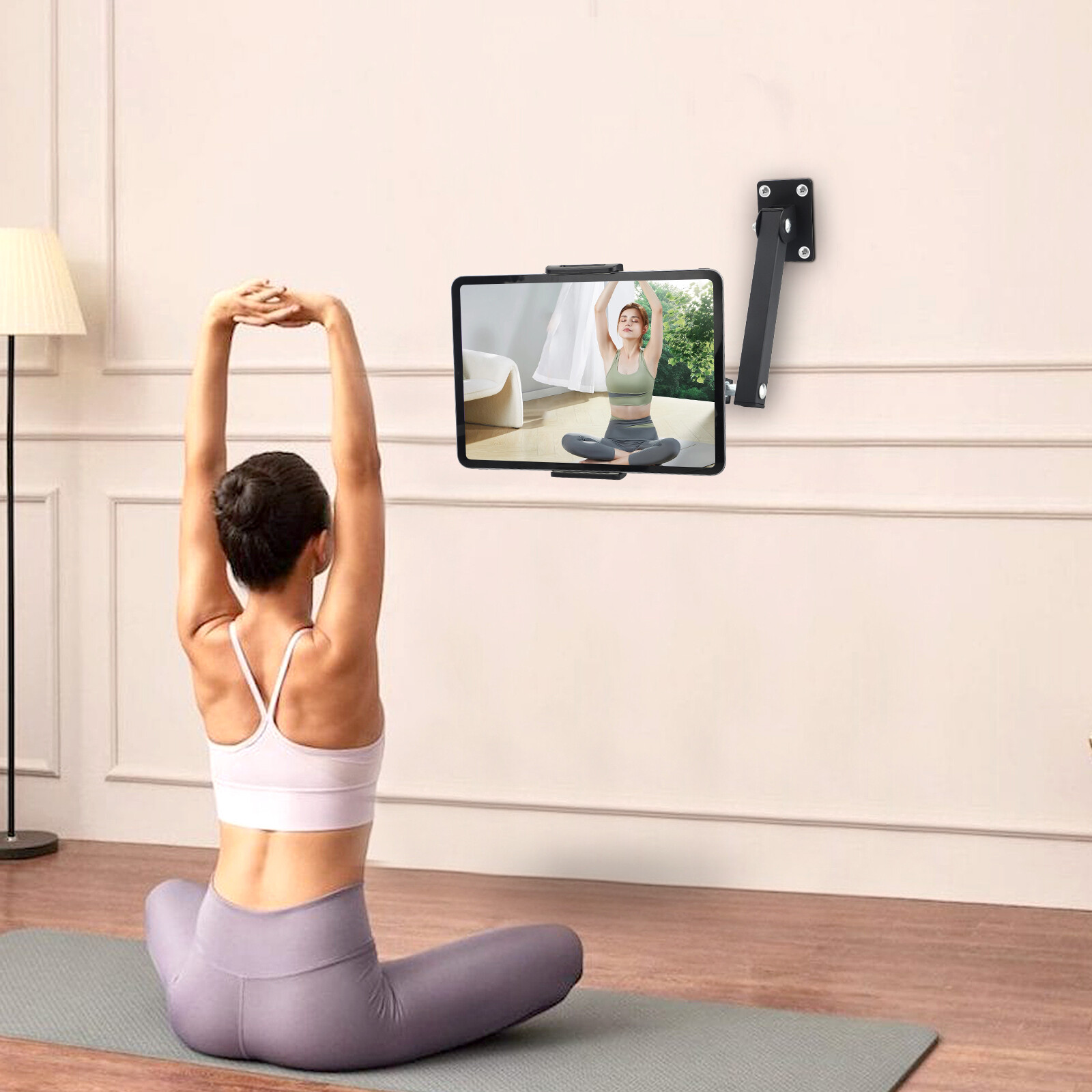 Tablet Wall Mount 360° Rotating Foldable Phone Holder for 4.7-13" iPad iPhone