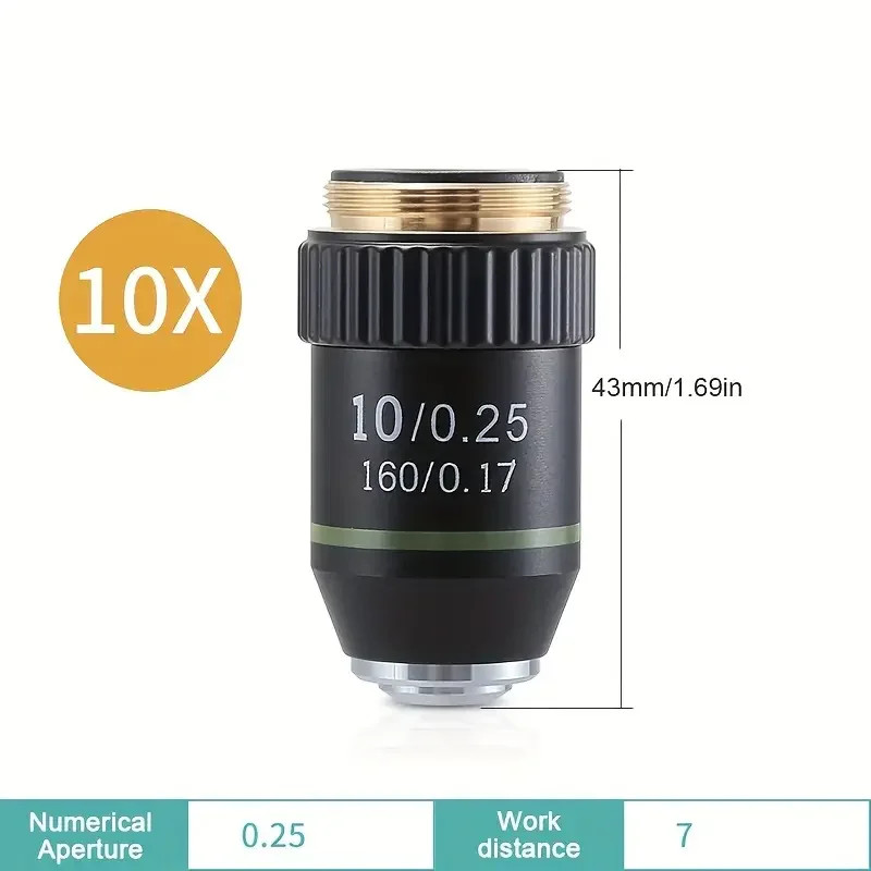 195 Achromatic Microscope Objective Lens 10X RMS 20.2mm Biological Replacement