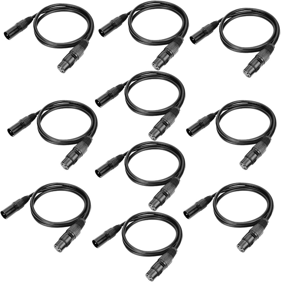 3.2ft DMX Cable, 10PCS 1 Meter DMX Signal Cables Signal Wires, 3-Pin XLR Male to