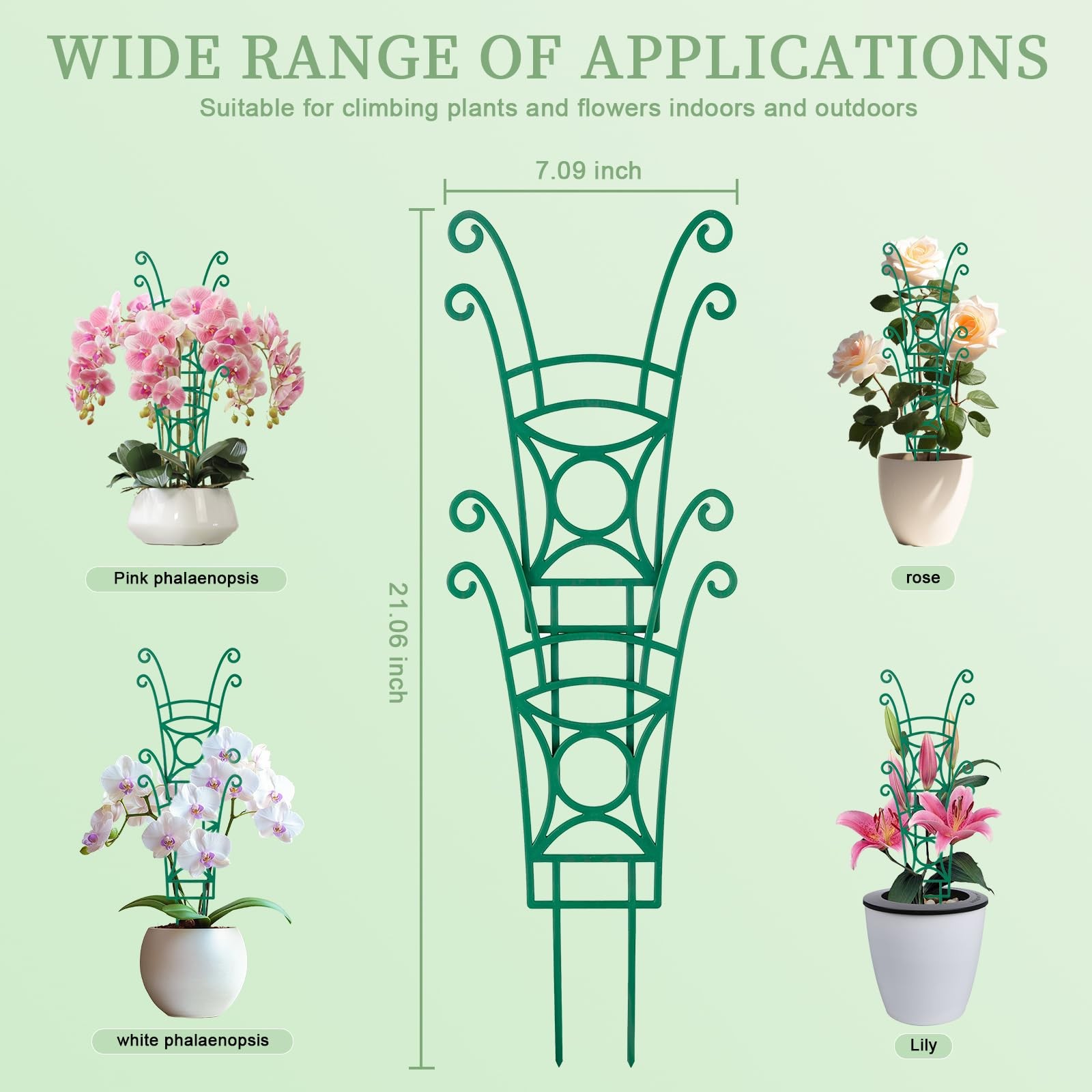 4 Pack Stackable Plant Trellis for Climbing Plants, 4 Pack, Green
