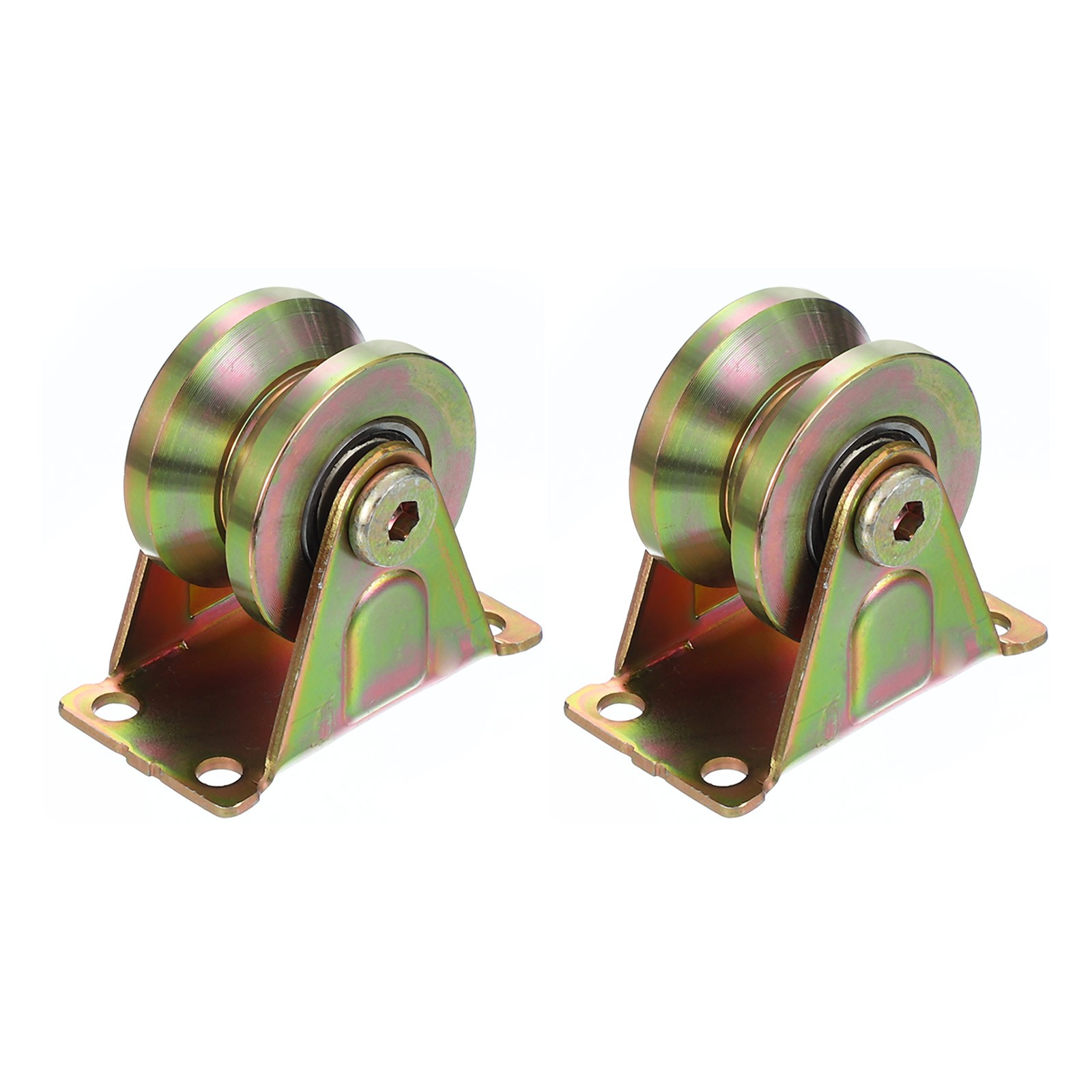 2Pcs Groove Wheel Caster V Type 2 Inch 441 Lbs Capacity Cast Iron