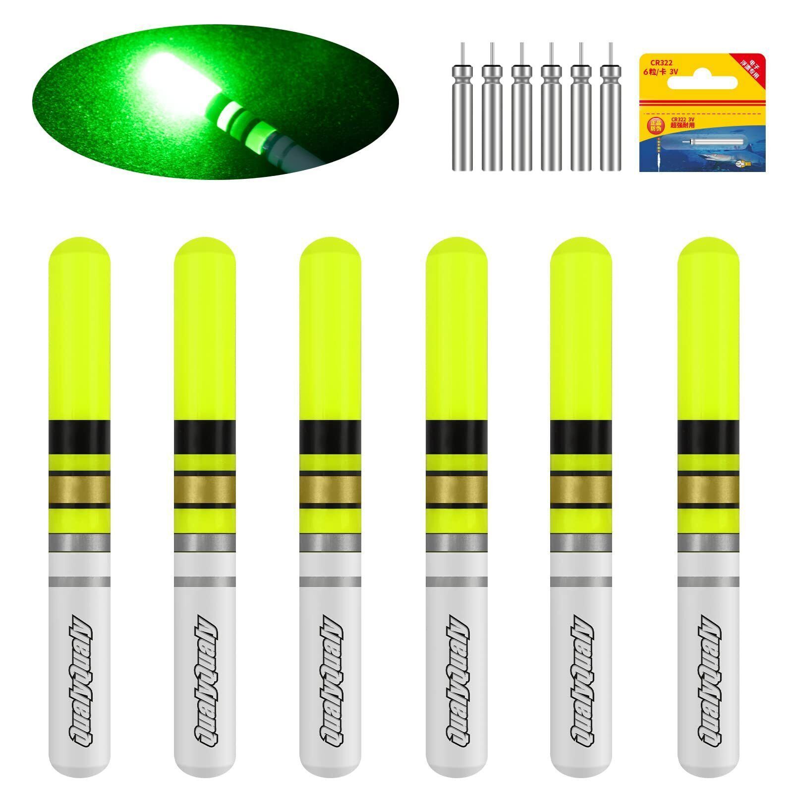 6pcs Night Fishing Light Up Fishing Bobbers Floats And Rod Tips Fishing Glow New