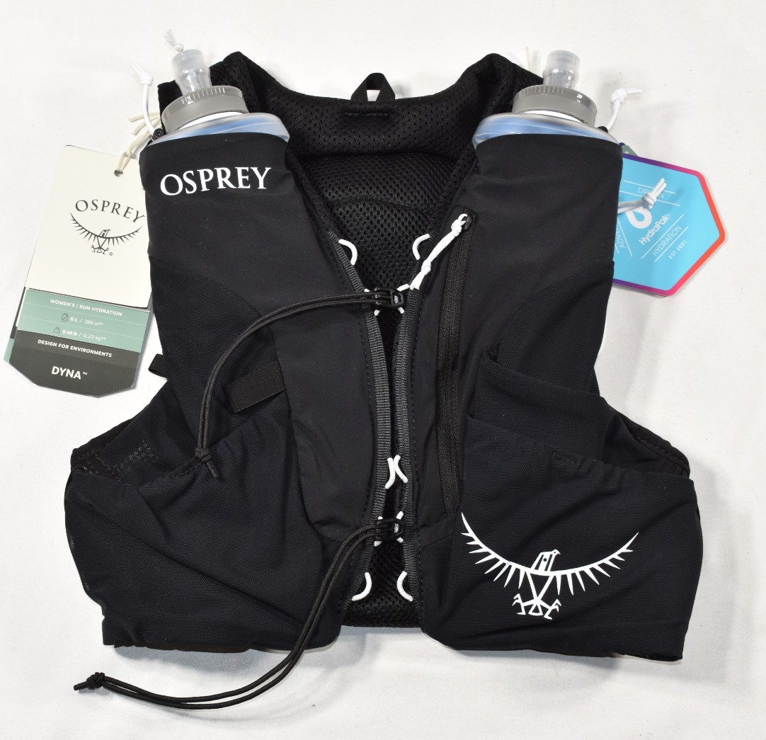 Osprey Dyna 6 Run Hydration Vest with 2 Flasks Black Women's Small NEW with Tags