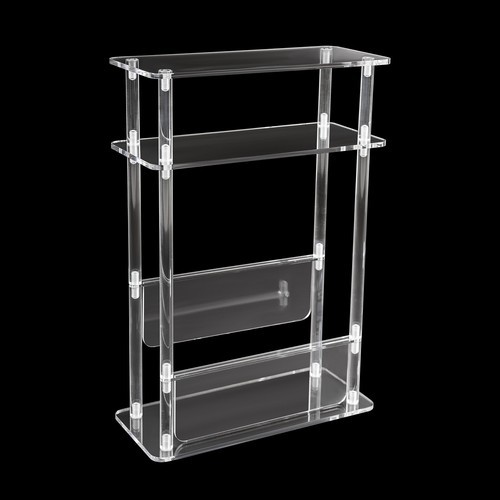 Acrylic Narrow End Table for Small Spaces Bedside Table With Magazine Holder