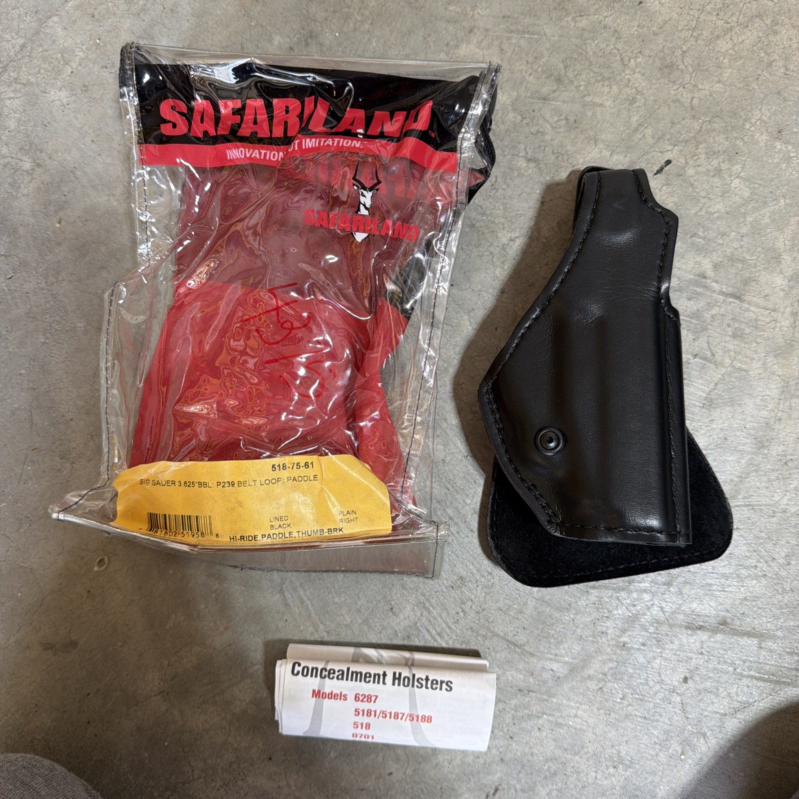 New Sig P239 Safariland 518-75 Plain Right Hand Paddle Holster Thumb Break RH