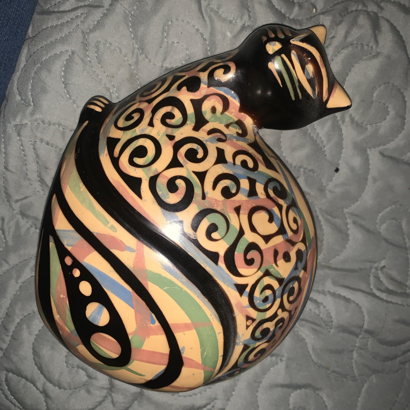 Hand Painted Cat From Peru