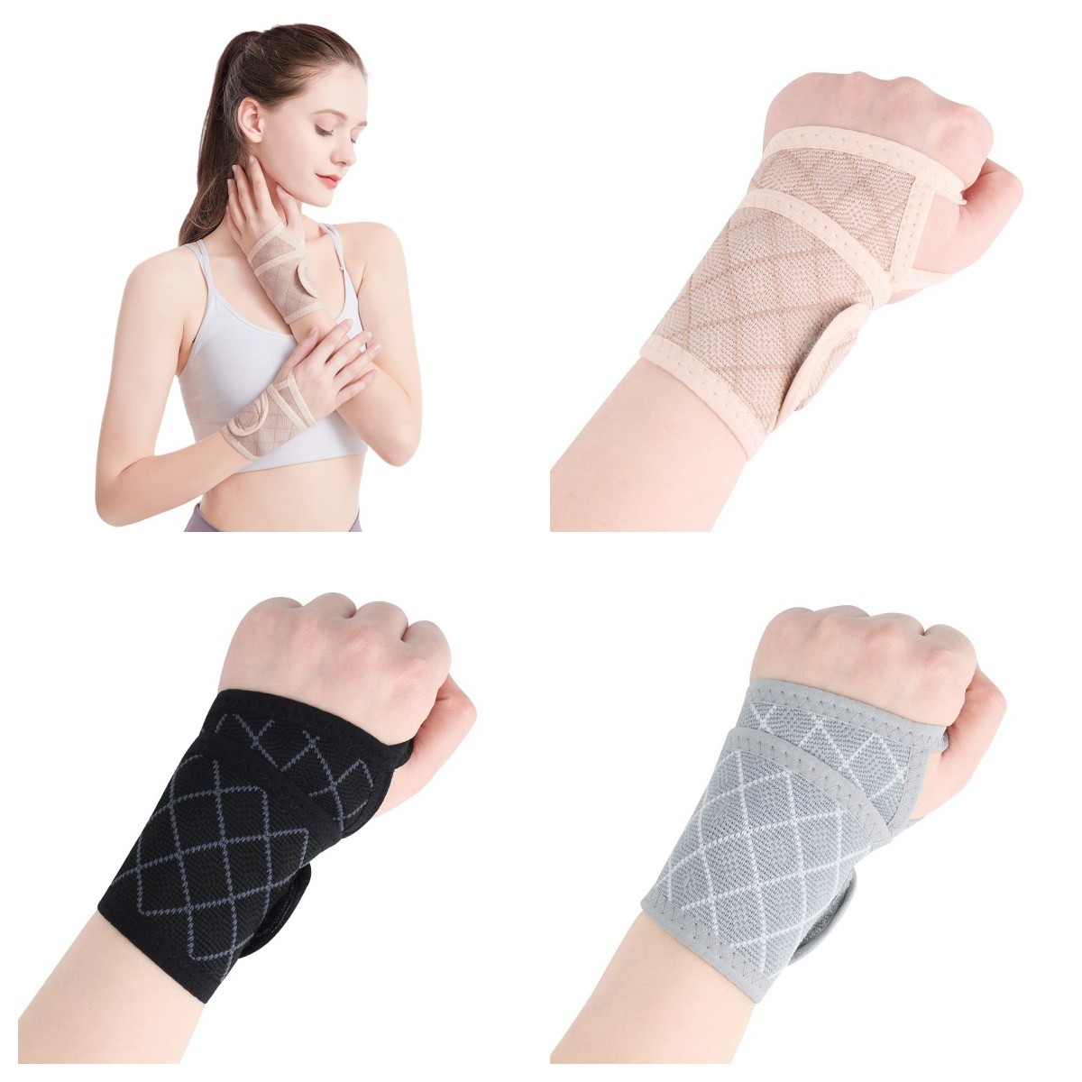 1 Pair Women Knitted Wristband Breathable Sports Basketball Fitness Wrist Band
