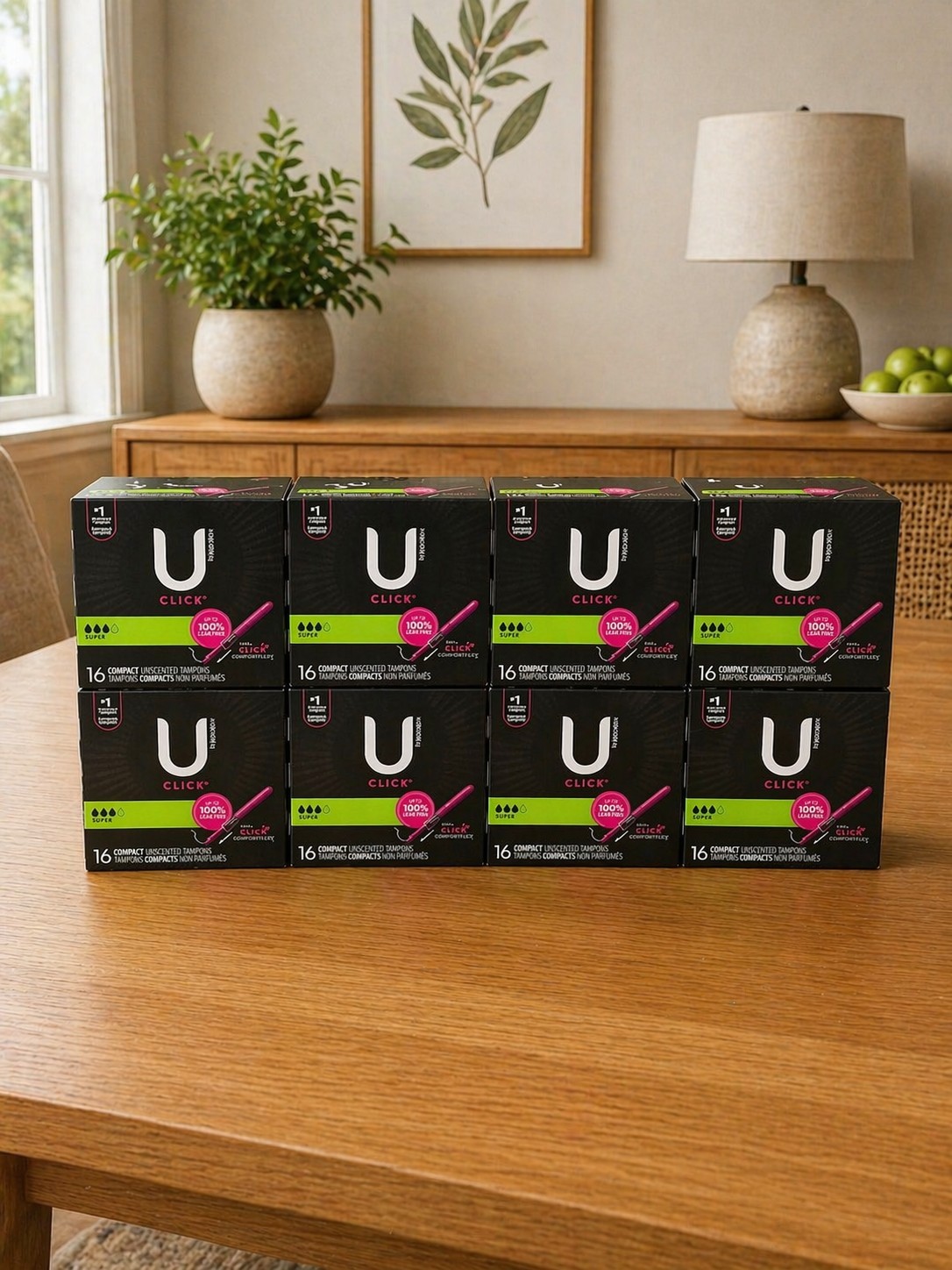 U by Kotex Click Tampons Super Unscented 16ct x8 (128 Total) Compact New