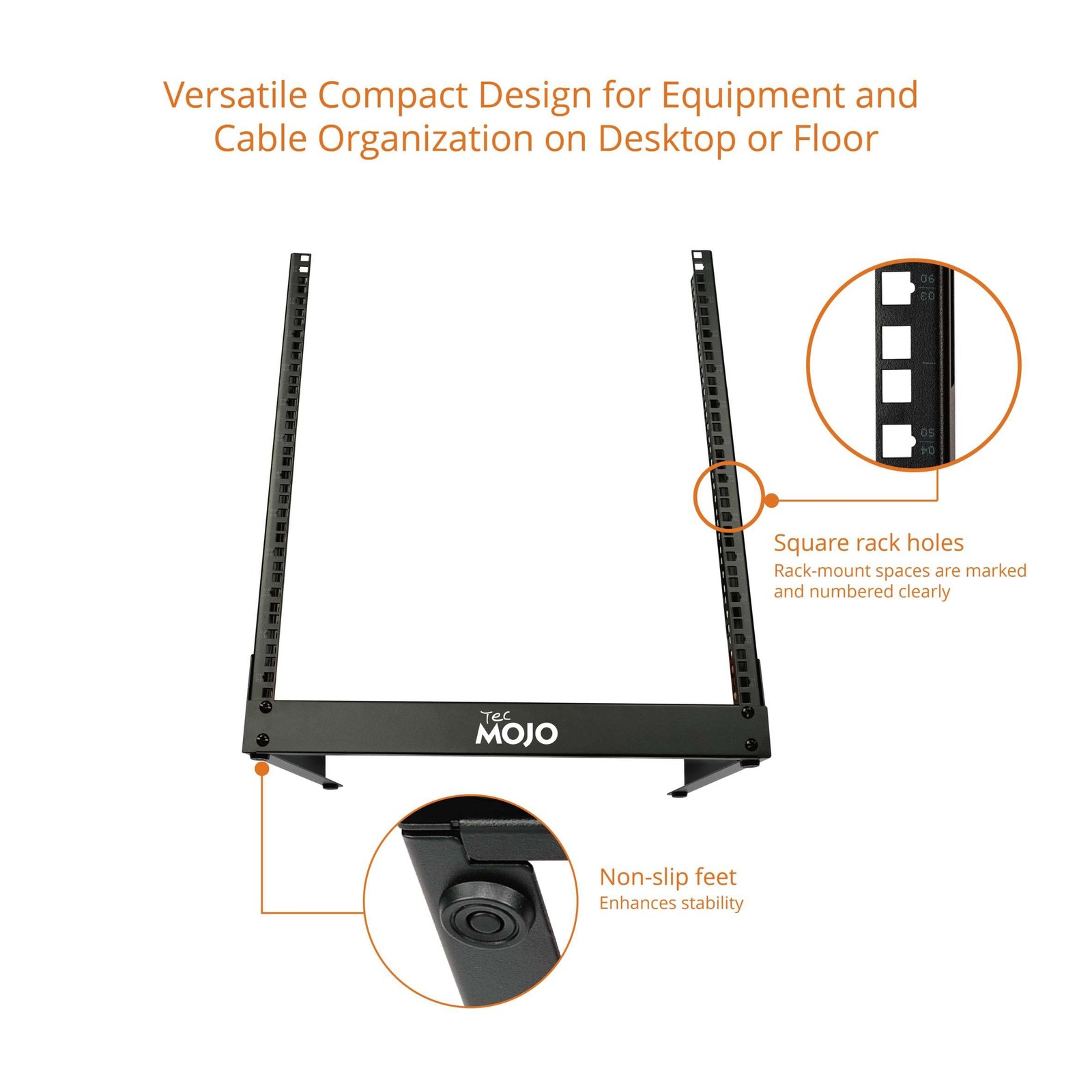 2 Post 12U Desktop Server Rack Small Open Frame Rack for 19in AV/Data/Audio/S...