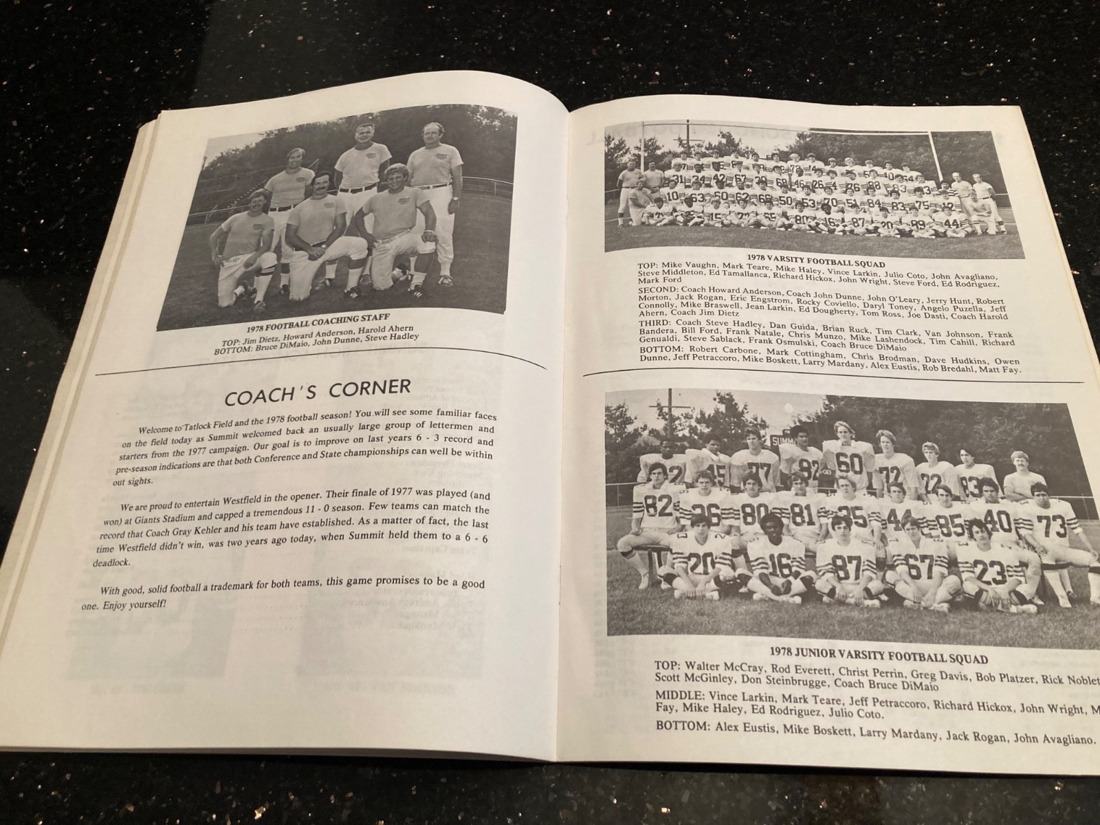 Summit High School Football Program September 23, 1978