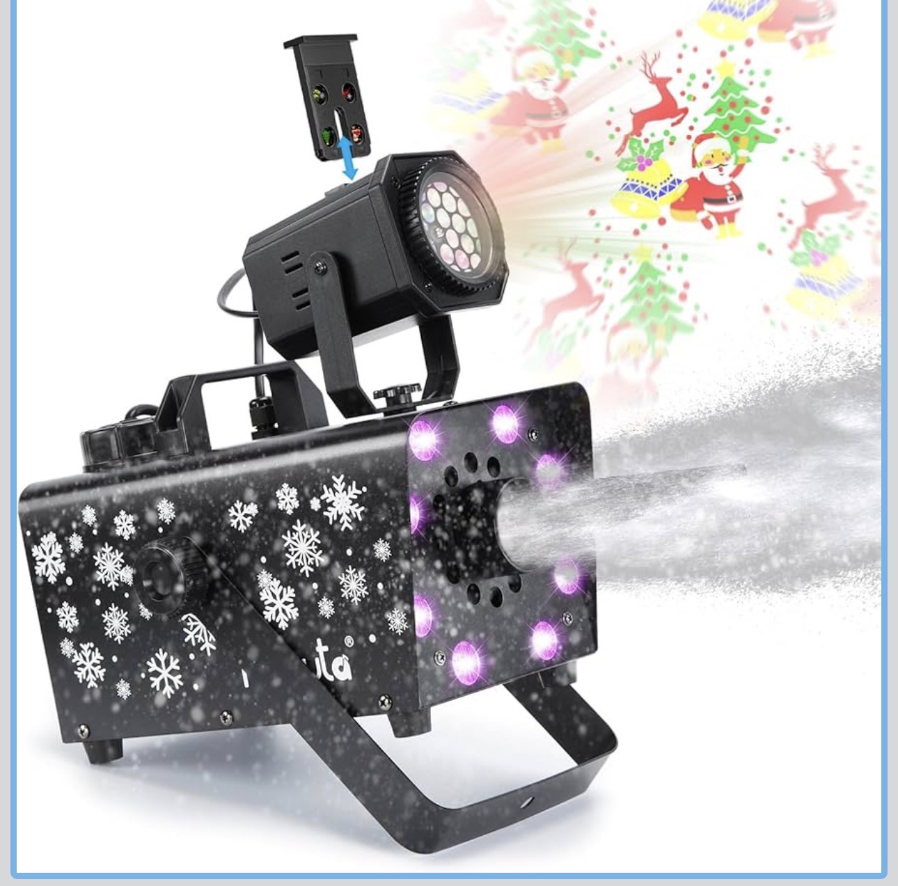 Hakuta Upgraded 800W Snow Machine w/8 LED RGB Lights, LED Projection, Wireless