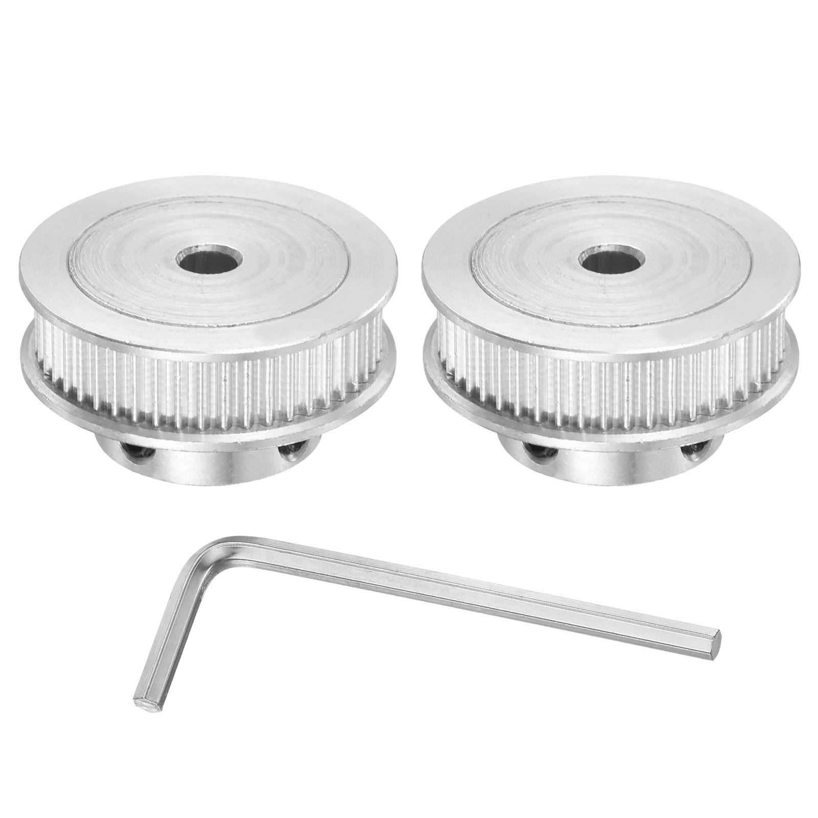 2 Pcs 2GT Pulley 48 Teeth 5mm Bore with Hexagonal Wrench for 6mm Belt Silver