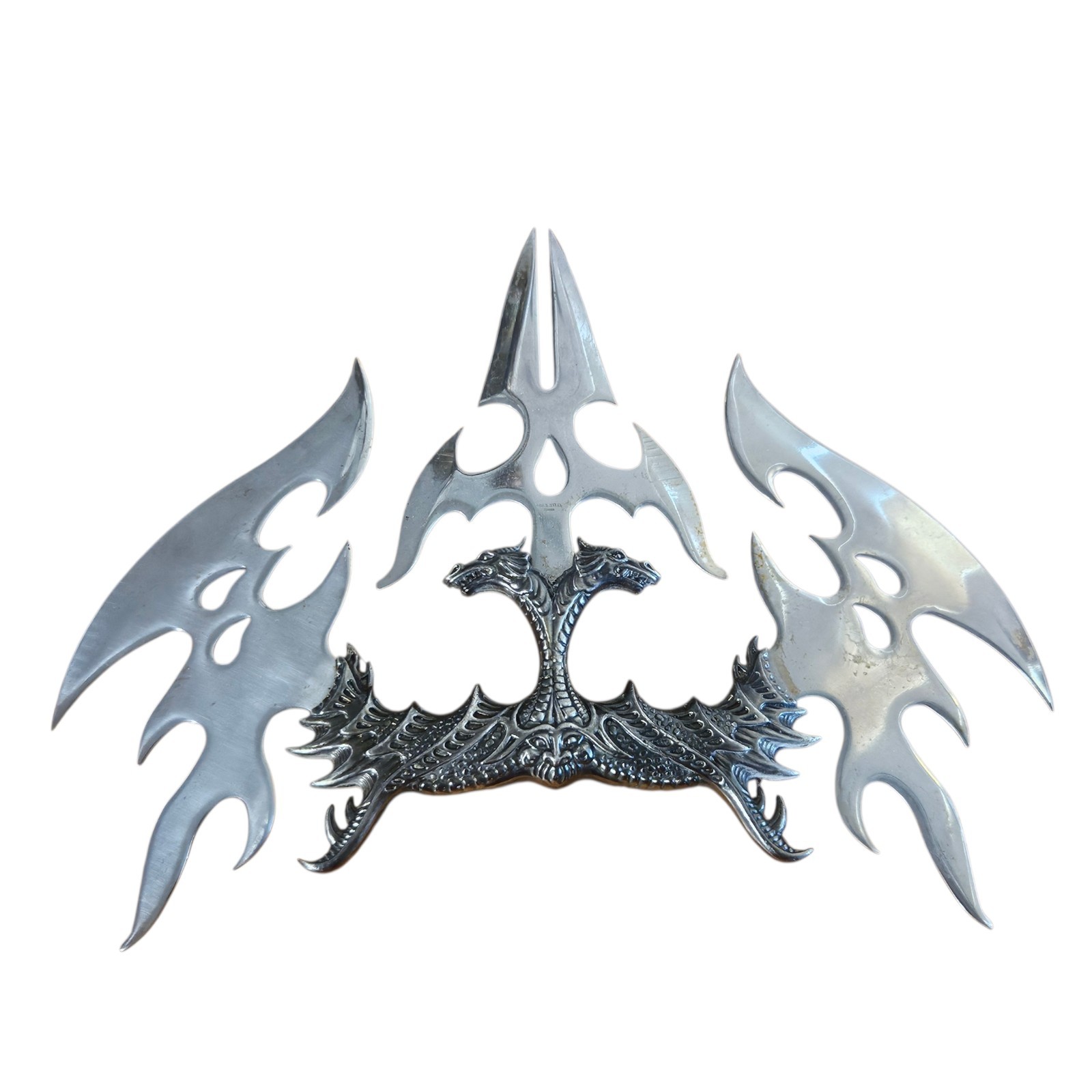 Emblazon of Knife 2- Headed Dragon Dagger Triple-Blade Stainless Steel Fantasy W