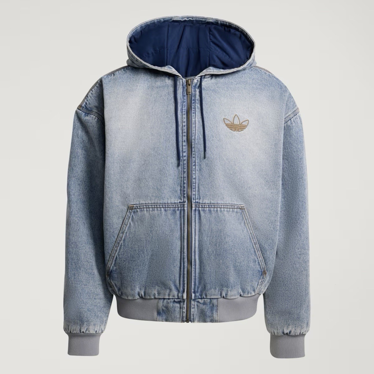 Adidas Denim Padded Jacket Blue KE0131 Size L New Authentic