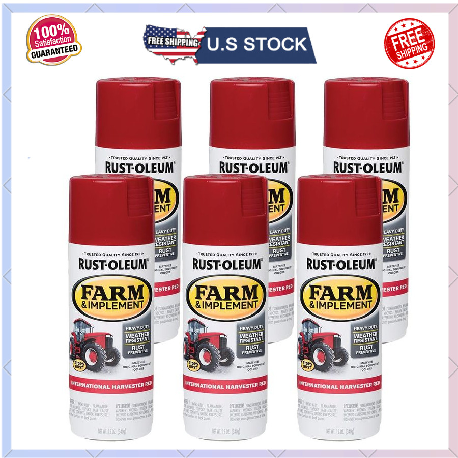 Rust-Oleum 280127 Farm & Implement Spray Paint Gloss IH Red 12oz 6 Pack
