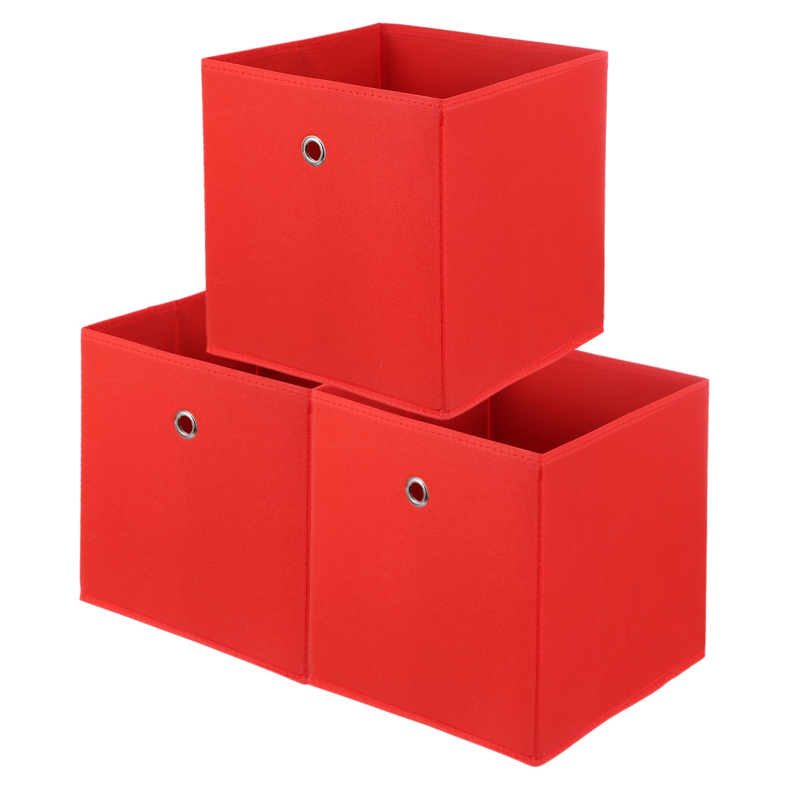 3 Pack Storage Cubes 11 x 11 x 11 Inch Foldable Fabric Storage Bins Red