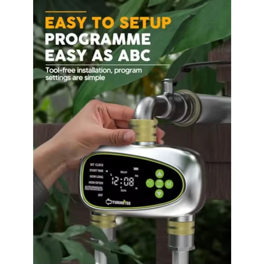 Water Timer for Garden Hose - 2 Zone Sprinkler Controller with Brass Inlet...