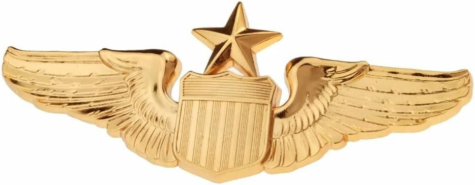 USAF AIR FORCE LARGE SENIOR PILOT WINGS LAPEL PIN GOLD 3'' REGULATION SIZE