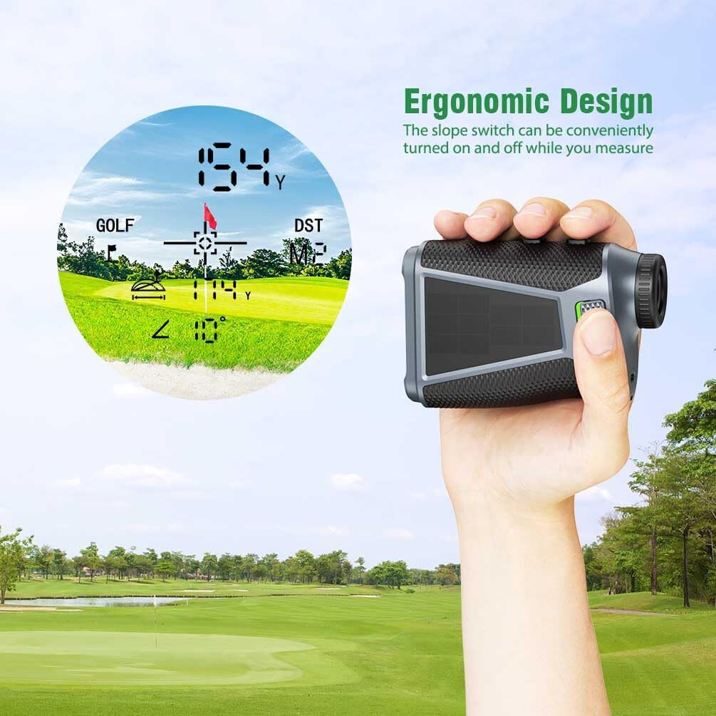 Solar Golf Laser Rangefinder 7X Magnify Slope Flag Pole Lock Vibration Magnet St