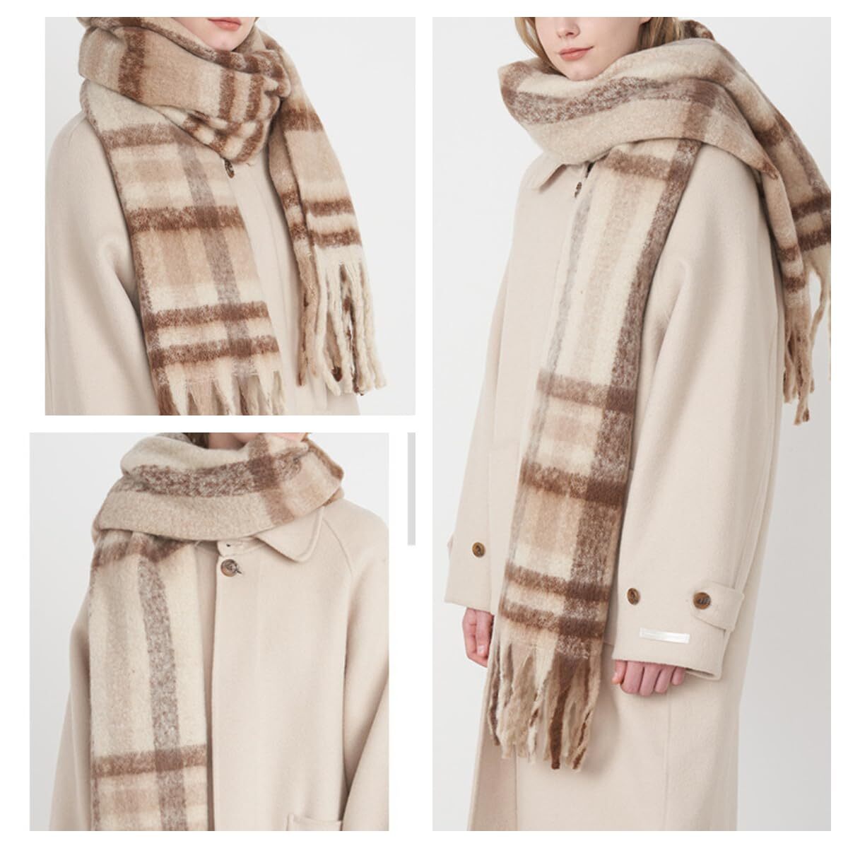 Large Scarf Colorful CashmereThick Tassel Scarf for Women Fall Winter Warm Bi...