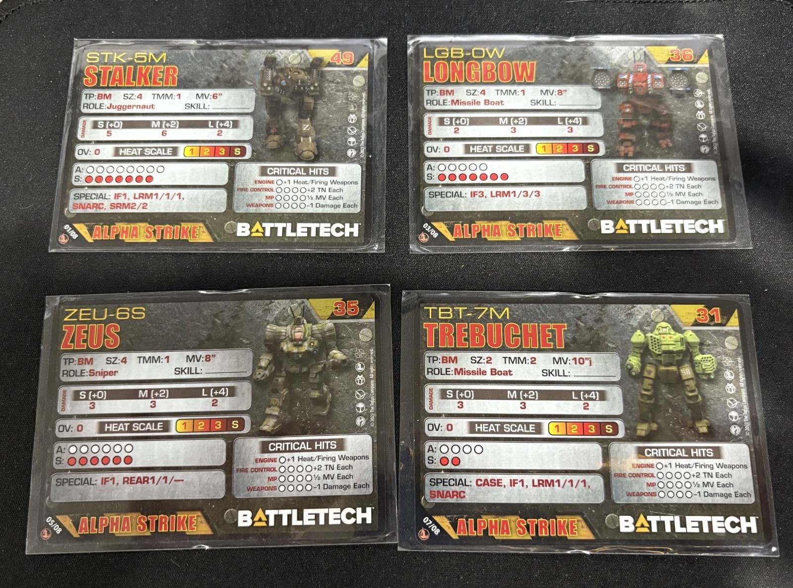 Battletech Inner Sphere FIRE LANCE - ALPHA STRIKE CARD SET