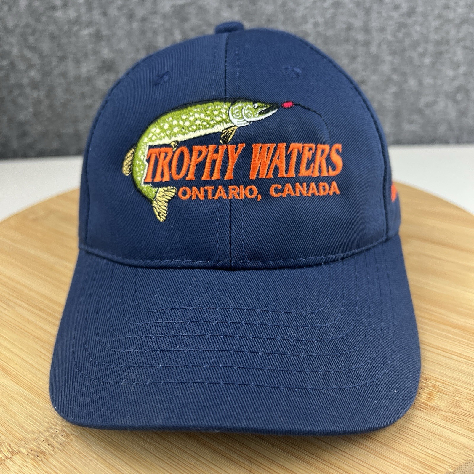 Trophy Waters Ontario Canada Fishing Guide Hat Cap Strapback Adjustable Blue