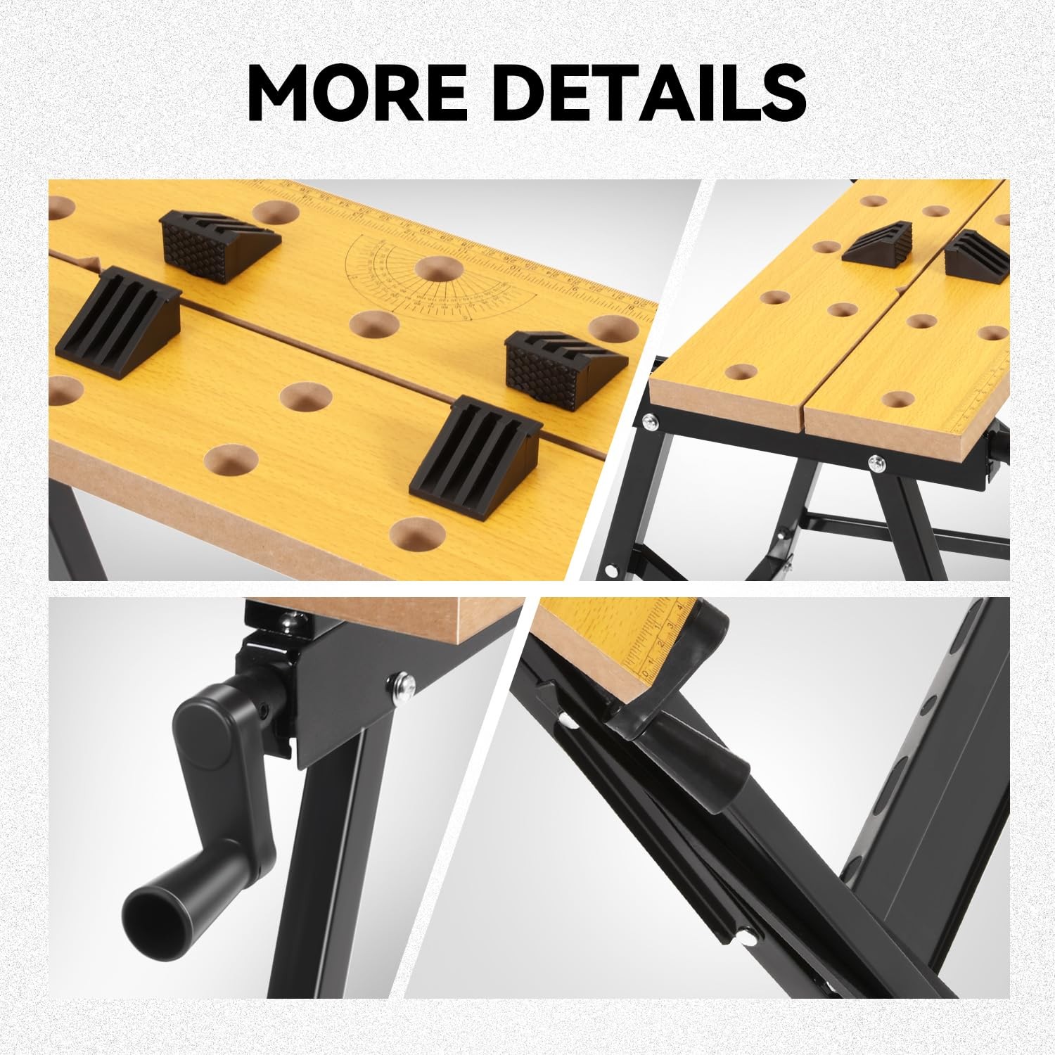 Auto Dynasty Adjustable Folding Workbench with Built-in Ruler & Yellow