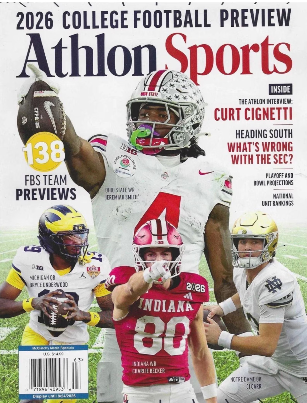 Athlon Sports 2026 College Football Magazine Top 25 Rankings 138 Teams  NEW