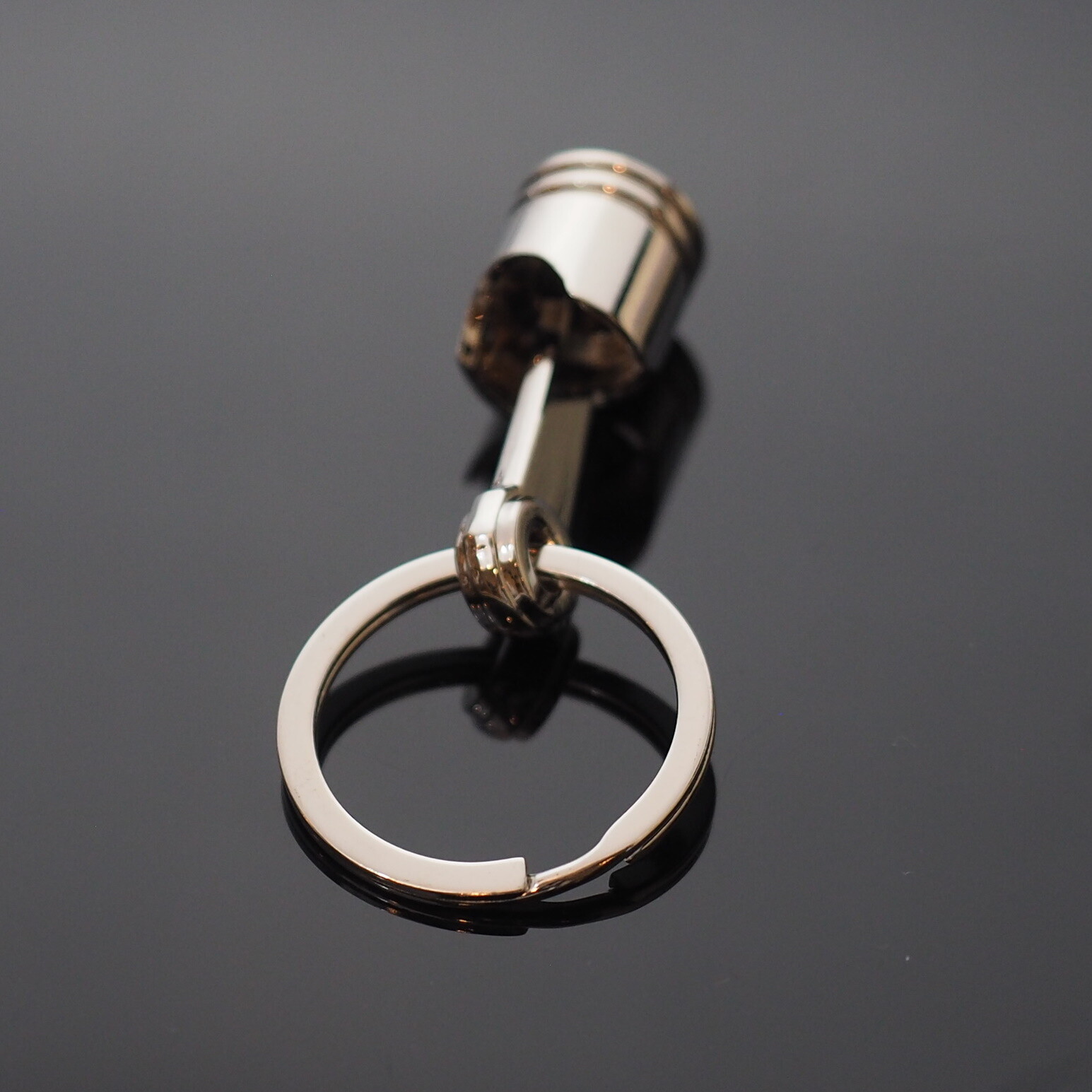 Piston Connecting Rod Car Engine Silver Metal 3D Keyring Keychain Key Chain Ring