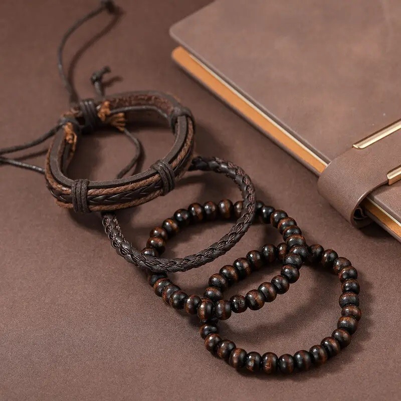 4 piece Woven Handmade Bracelet with Beads