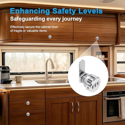 RV Baggage Compartment Door Combination Lock Silver for 1/2'' Thick Door,