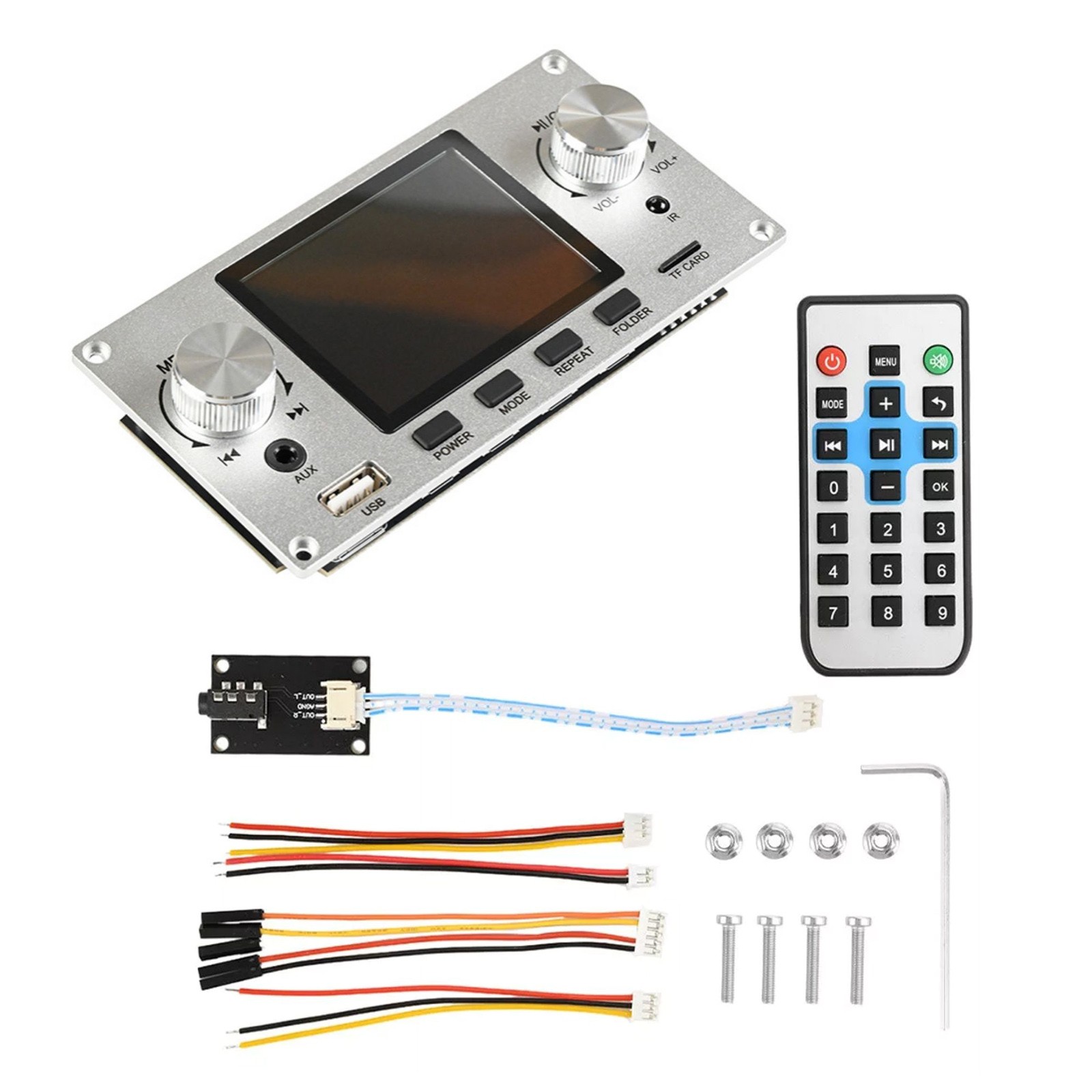 1set 2.8inch IPS Decoder Board Bluetooth MP3 TF USB Aux IR Audio Module