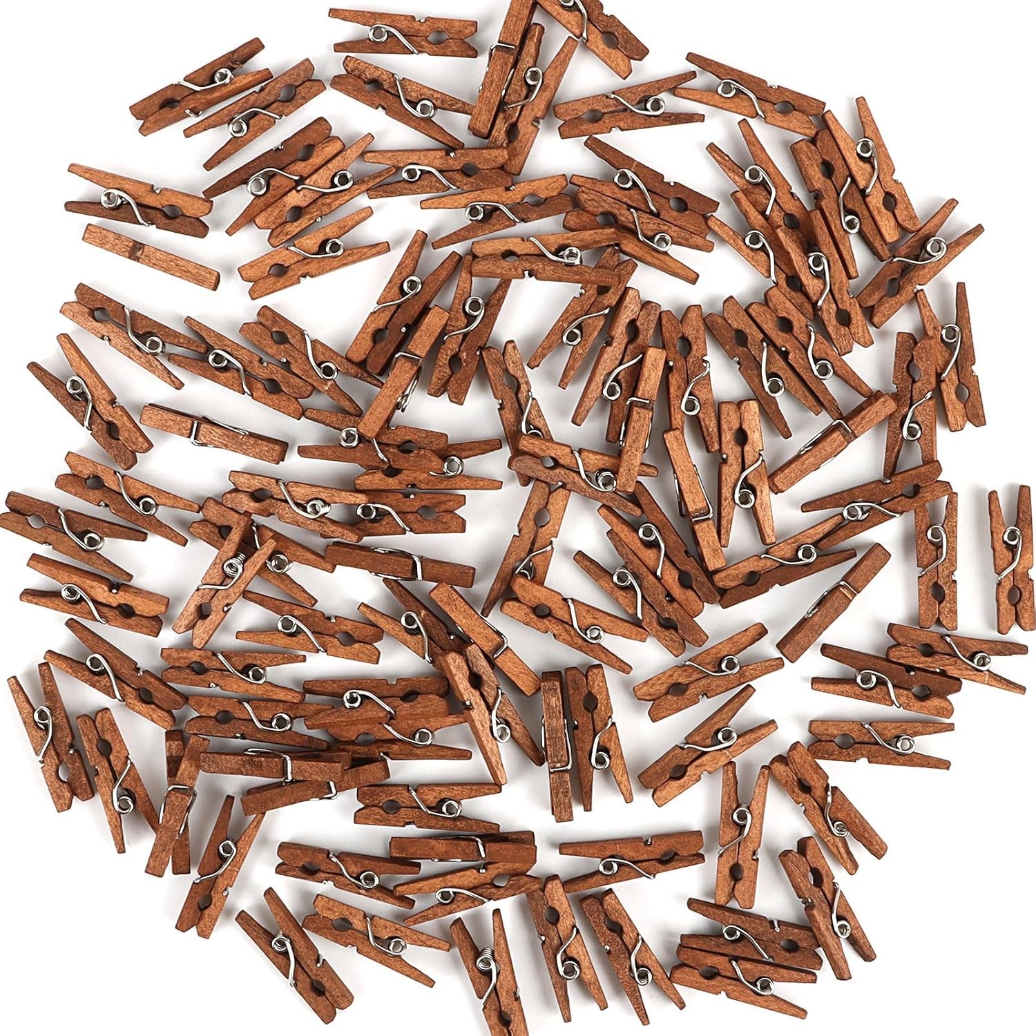 CCINEE Mini Wooden Clothespins, 100 Pcs 1 Inch Vintage Brown Small Craft Clothes