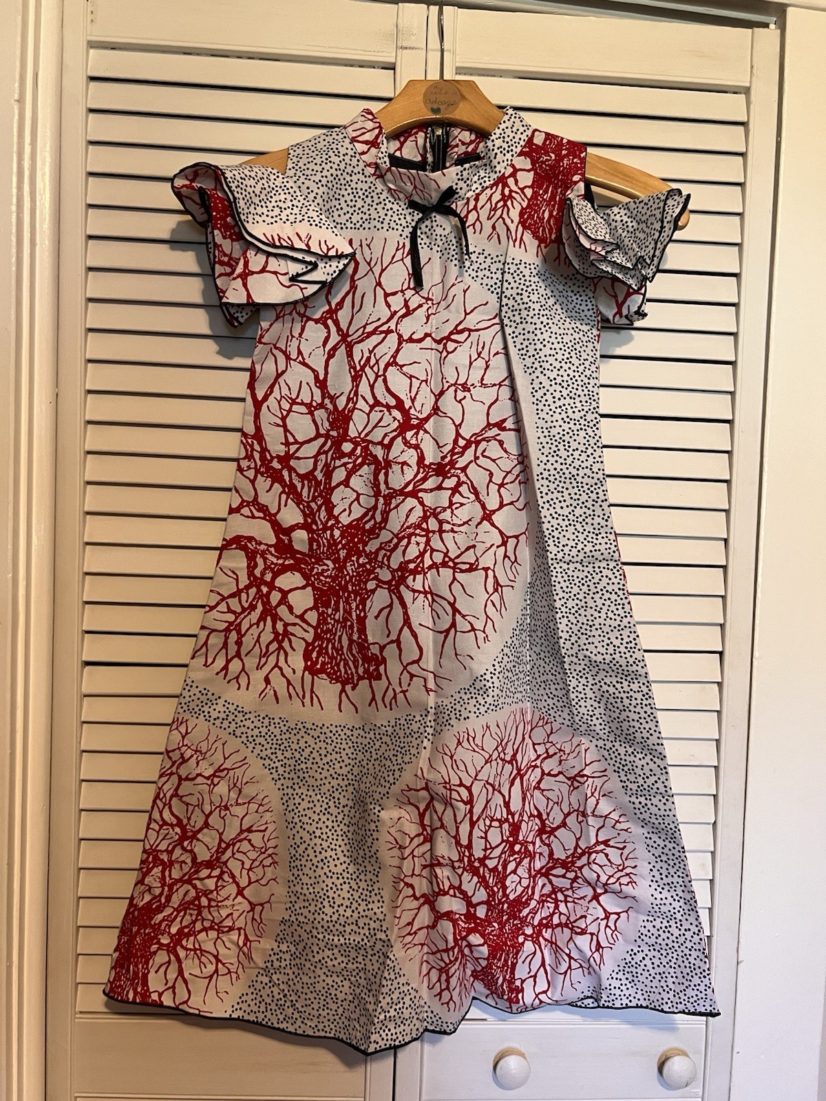 NIGERIAN AFRICAN Kids Girls Dress Size 8 Handmade Mini Length Short Sleeve Aline