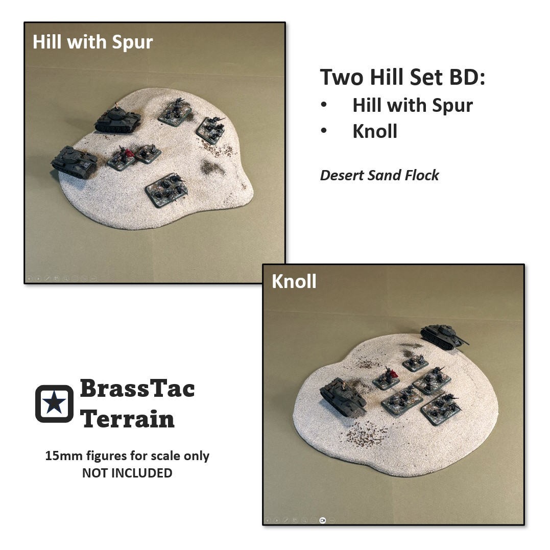 15mm terrain for FOW, Team Yankee, Epic: 2 Hill Set BD, desert sand [Hill-BD-D]