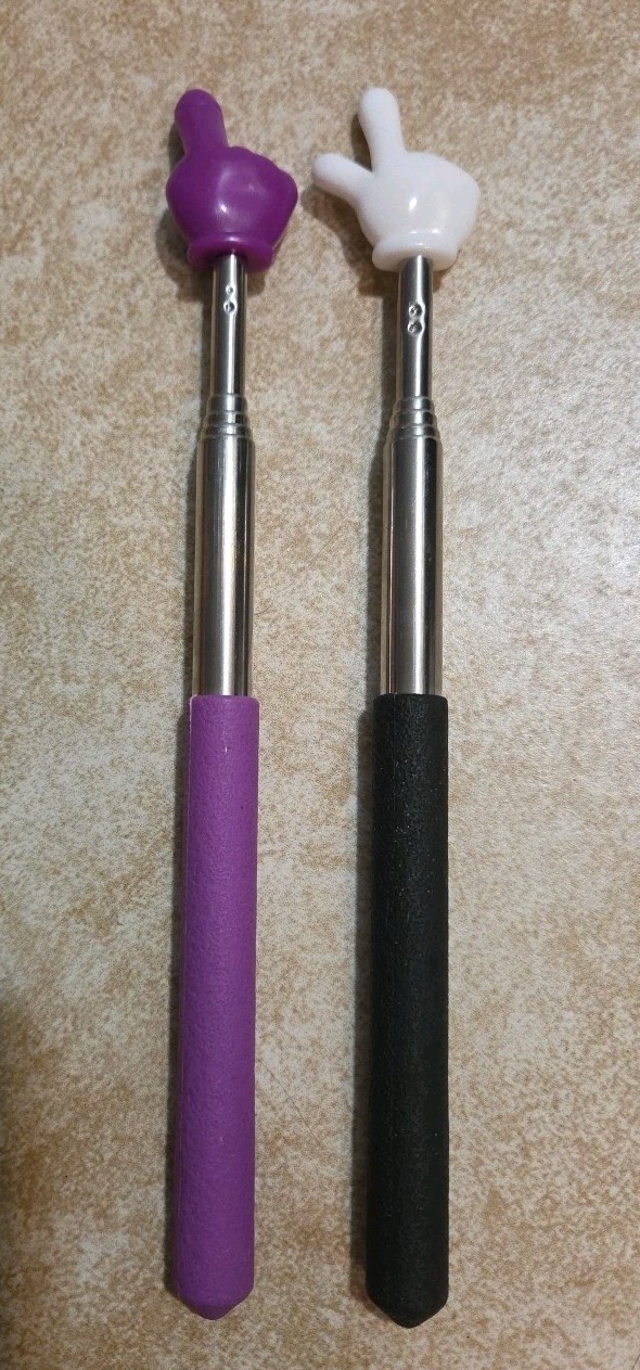 2 pieces Retractable Funny Finger pointer Purple and Black 27 Inch Long new !!