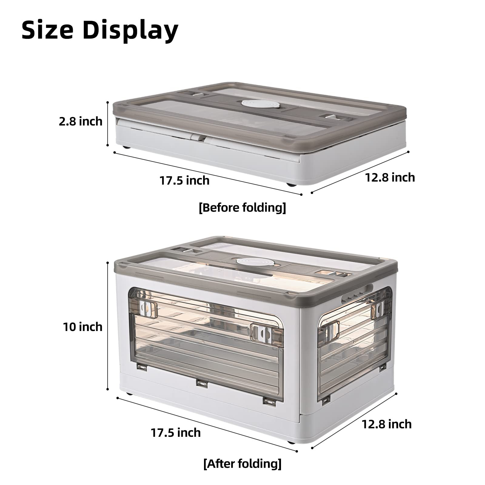 32Qt Plastic Storage Bins With Lid, Collapsible With Wheels, 4 Doors, Stackab...