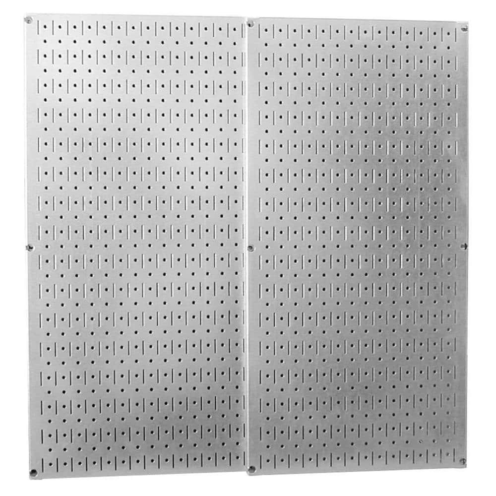 32 in. x 32 in. Overall Size Shiny Galvanized Steel Pegboard Pack with Two 32 x