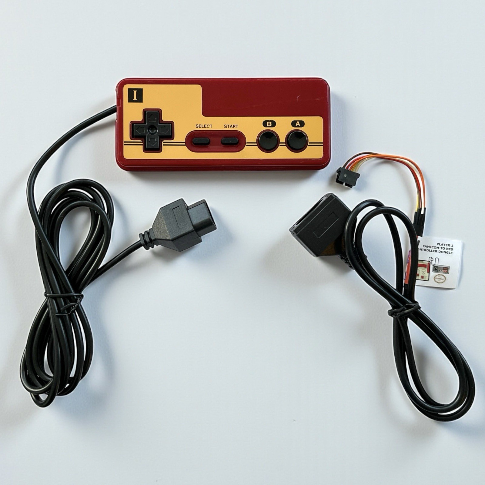 Custom Famicom Player 1 Controller + 5-Pin NES Adapter Cable | Works On FC & NES