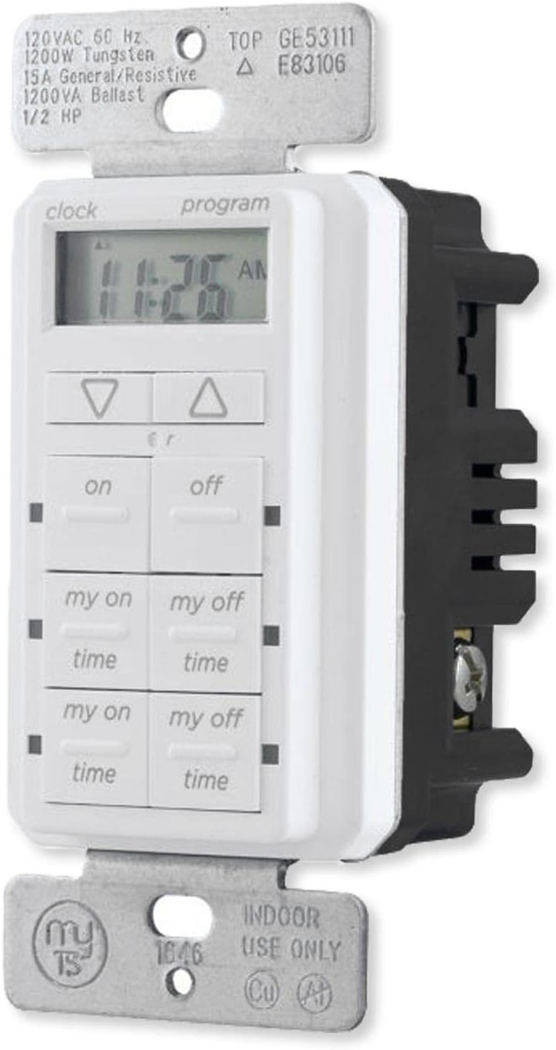 In-Wall Digital Timer, 4 Programmable On/Off Buttons, 2 Easy On/Off Buttons, 24