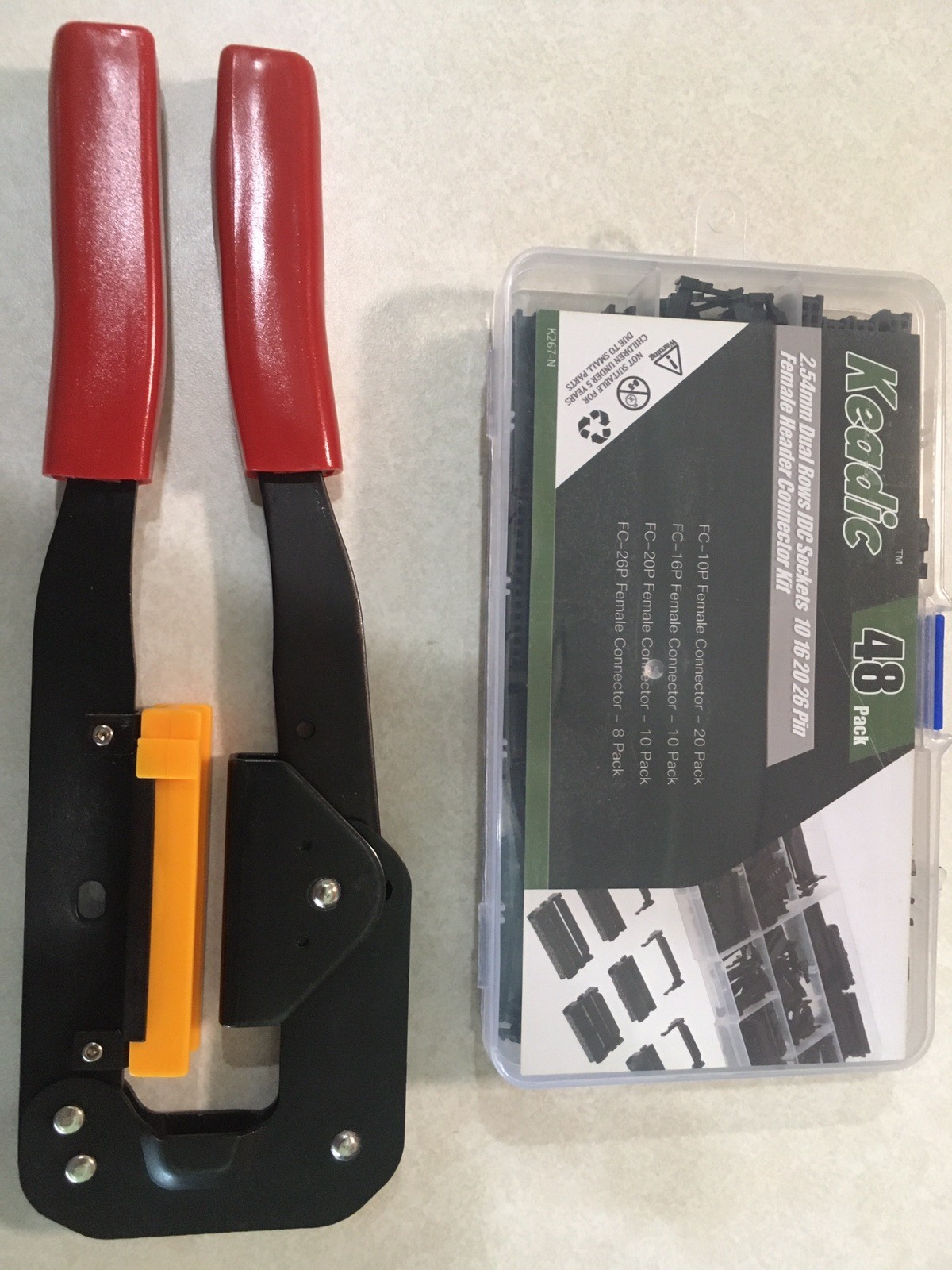 Professional IDC Crimp Tool with 48Pcs 2.54Mm Pitch Dual Rows IDC Sockets 10 16