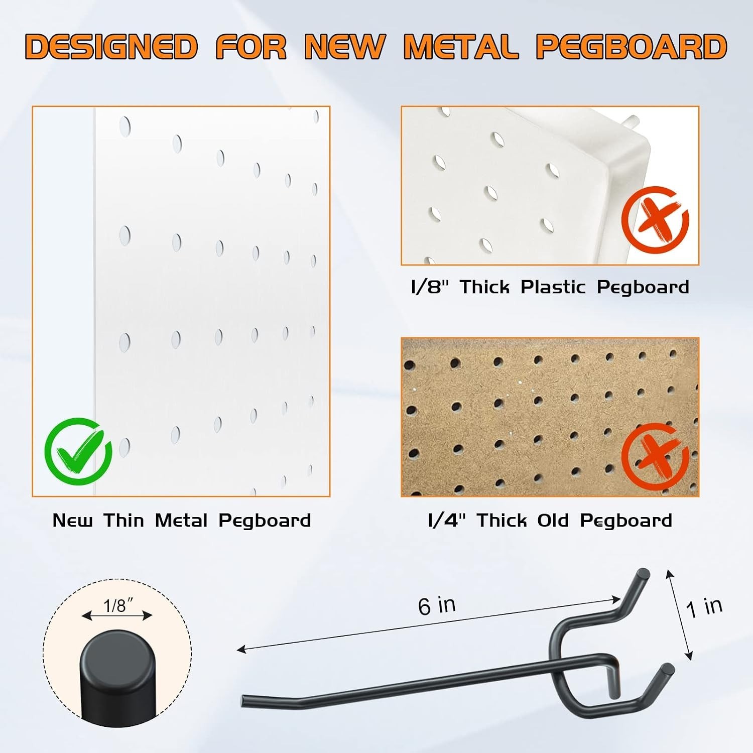 Traditional Style Pegboard Accessories - 100 Hooks, Black
