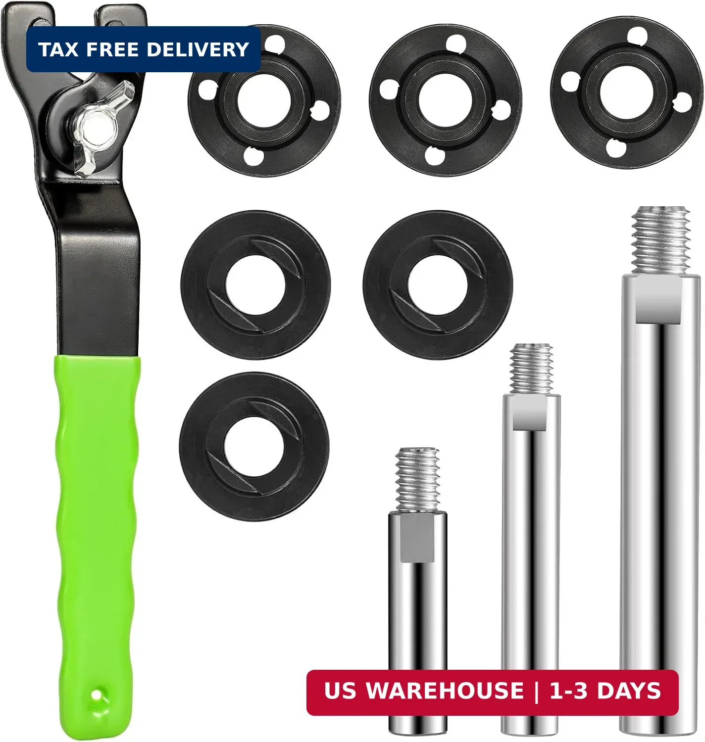 5/8"-11 Angle Grinder Extension Shaft Connecting Rod 3PCS with 1PC Universal Adj