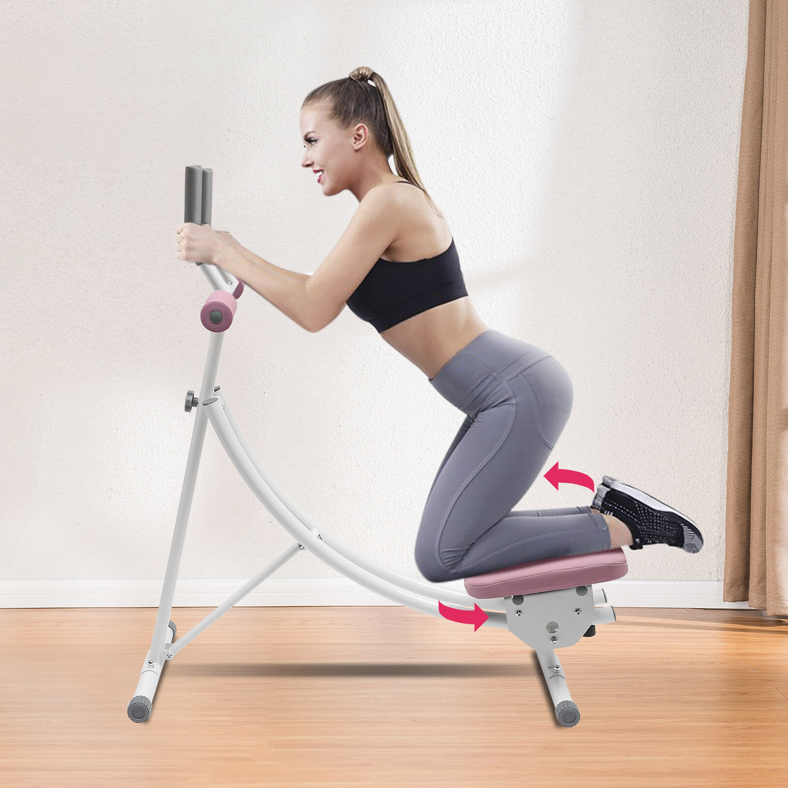 Ab Machine Coaster Abdominal Crunch Trainer for Home Gym Bench Workout Equipment