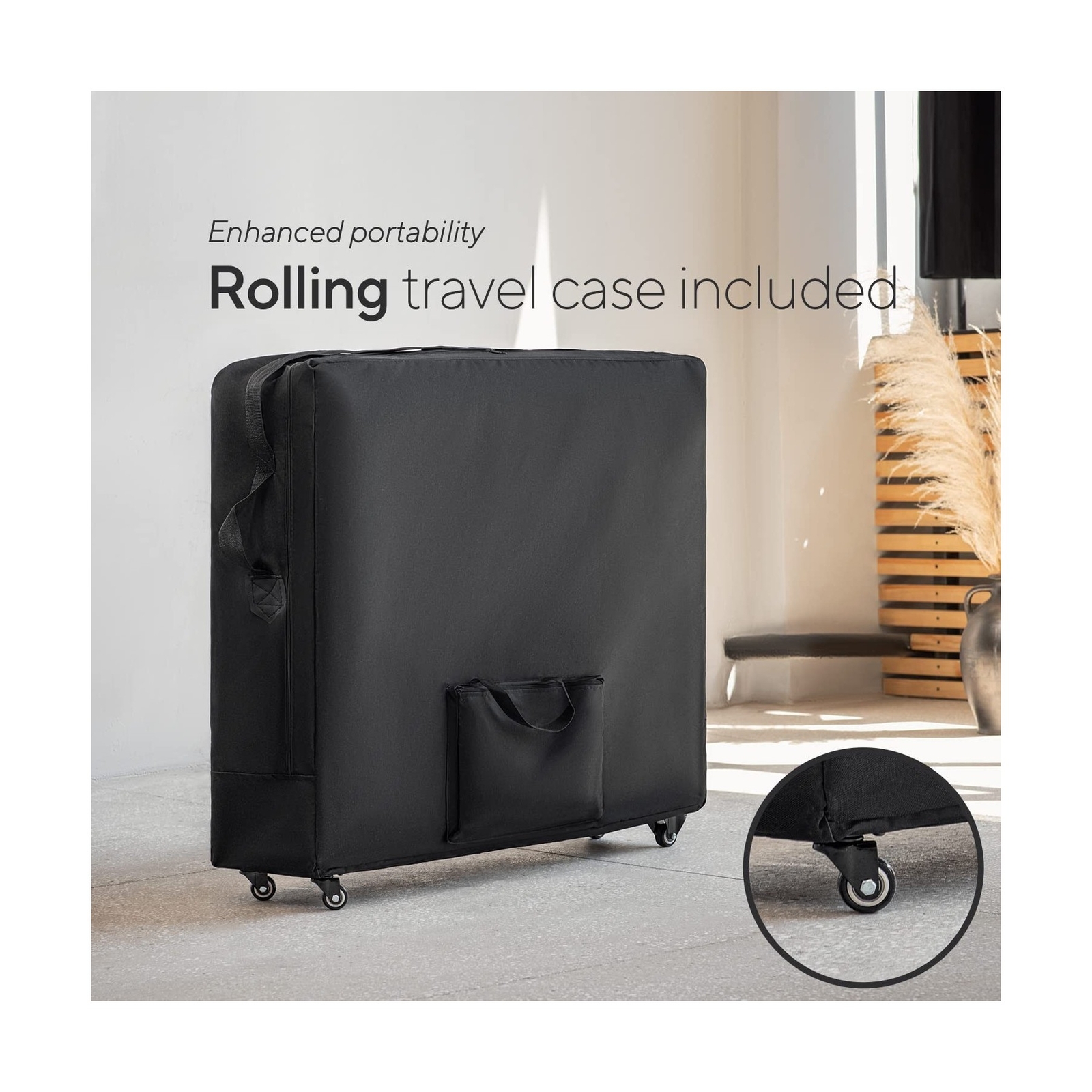 Luxton Premium Memory Foam Massage Table - Rolling Travel Case, Washable Shee...